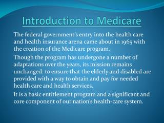 Introduction to Medicare