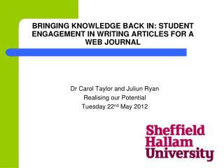 Bringing Knowledge Back In: Student Engagement in Writing Articles for a Web journal