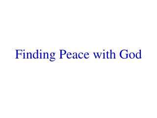Finding Peace with God