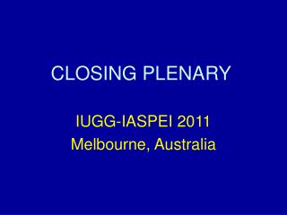 CLOSING PLENARY