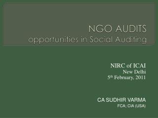 NGO AUDITS opportunities in Social Auditing
