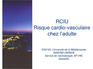 RCIU Risque cardio-vasculaire chez l’adulte