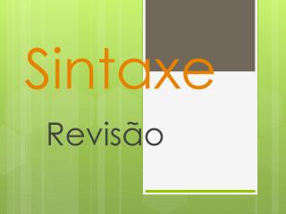 Sintaxe