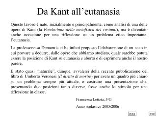 Da Kant all’eutanasia