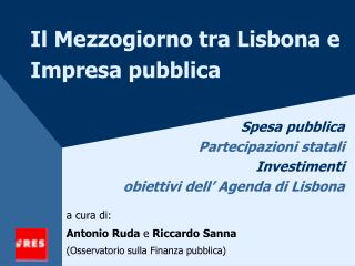 Il Mezzogiorno tra Lisbona e Impresa pubblica