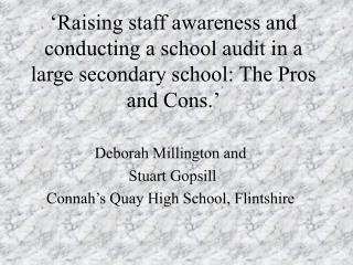 ‘Raising staff awareness and conducting a school audit in a large secondary school: The Pros and Cons.’