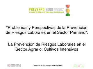 “Problemas y Perspectivas de la Prevención de Riesgos Laborales en el Sector Primario”: