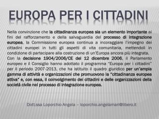 EUROPA PER I CITTADINI