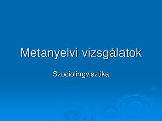 Metanyelvi vizsgálatok