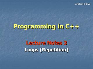 Programming in C++