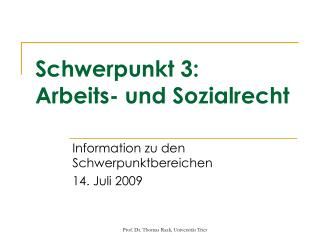 Schwerpunkt 3: Arbeits- und Sozialrecht