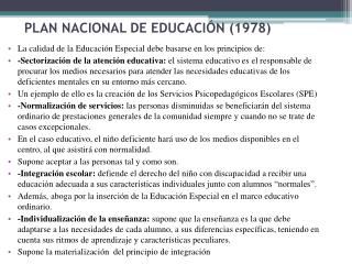 PLAN NACIONAL DE EDUCACIÓN (1978)