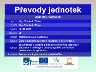 Jednotky hmotnosti