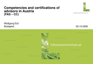 Competencies and certifications of advisors in Austria (FAS – CC)