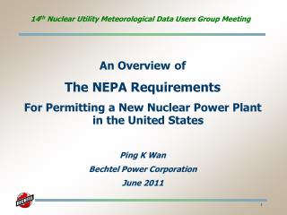 14 th Nuclear Utility Meteorological Data Users Group Meeting