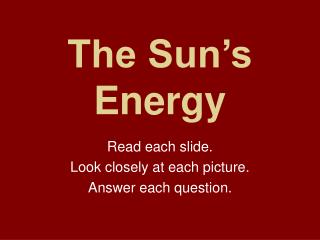 The Sun’s Energy