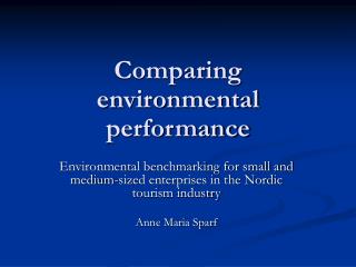 Comparing environmental performance
