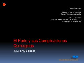 El Parto y sus Complicaciones Quirúrgicas