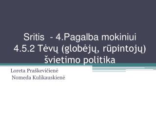 Sritis - 4.Pagalba mokiniui 4.5.2 Tėvų (globėjų, rūpintojų) švietimo politika