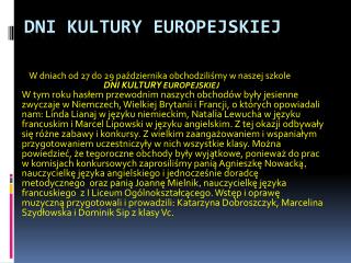 DNI KULTURY EUROPEJSKIEJ