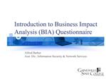 Introduction to Business Impact Analysis BIA Questionnaire