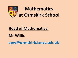 Mathematics at Ormskirk School