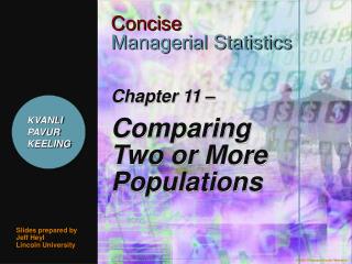 Chapter 11 – Comparing Two or More Populations