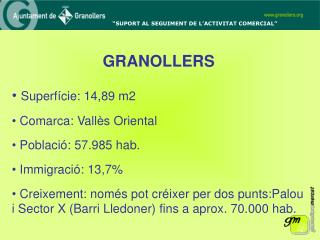 GRANOLLERS Superfície: 14,89 m2 Comarca: Vallès Oriental Població: 57.985 hab.