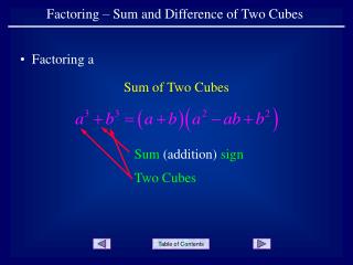 Factoring – Sum and Difference of Two Cubes