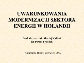 UWARUNKOWANIA MODERNIZACJI SEKTORA ENERGII W HOLANDII