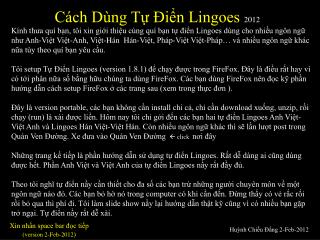 Cách Dùng Tự Điển Lingoes 2012