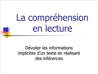 La compr hension en lecture