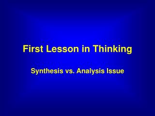 First Lesson in Thinking