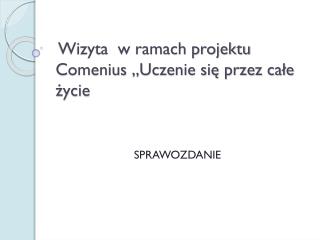 Wizyta w ramach projektu Comenius „Uczenie się przez całe życie