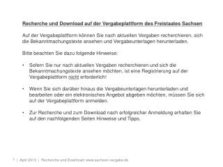 Recherche und Download auf der Vergabeplattform des Freistaates Sachsen