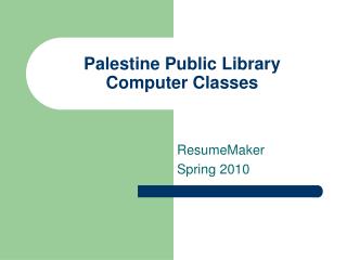 Palestine Public Library Computer Classes