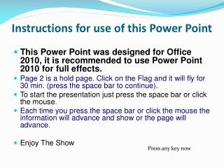 Instructions for use of this Power Point
