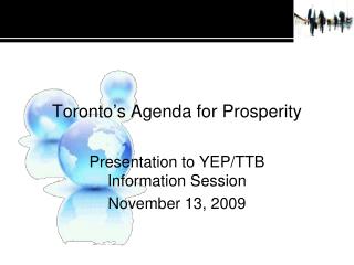 Toronto’s Agenda for Prosperity