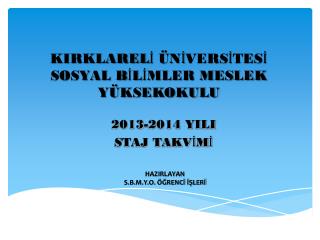 KIRKLARELİ ÜNİVERSİTESİ SOSYAL BİLİMLER MESLEK YÜKSEKOKULU