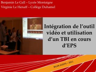 Intégration de l’outil vidéo et utilisation d’un TBI en cours d’EPS