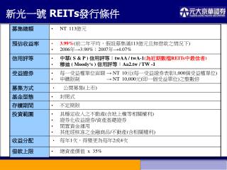 新光一號 REITs 發行條件