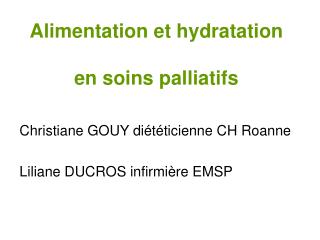 Alimentation et hydratation en soins palliatifs