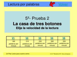 5º- Prueba 2 La casa de tres botones Elije la velocidad de la lectura