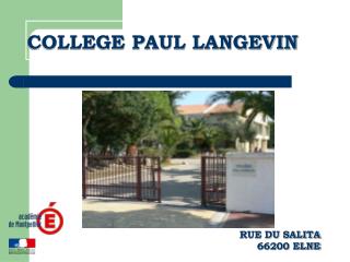 COLLEGE PAUL LANGEVIN