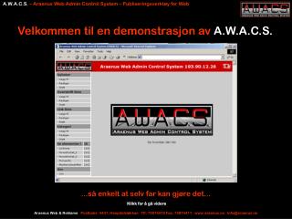 A.W.A.C.S. – Araenus Web Admin Control System – Publiseringsverktøy for Web