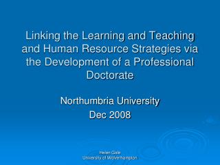 Northumbria University Dec 2008