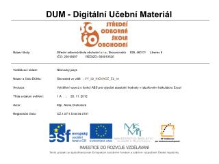 DUM - Digitální Učební Materiál