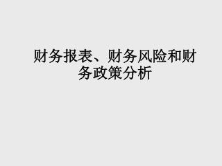 财务报表、财务风险和财务政策分析