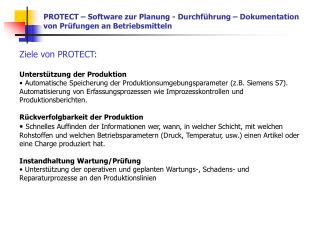 PROTECT – Software zur Planung - Durchführung – Dokumentation von Prüfungen an Betriebsmitteln