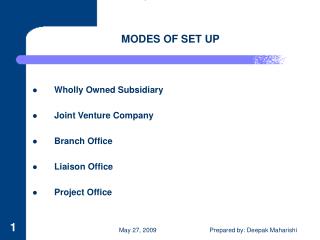 MODES OF SET UP